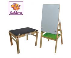 Eichhorn 100002573 - Maltafel für Kreide, Folienstift und Schreibtisch, 2 in 1, Umbaubar, Holztafel 52x50,5x128,5cm / Holztisch 48x70x51,5cm, Kiefernholz