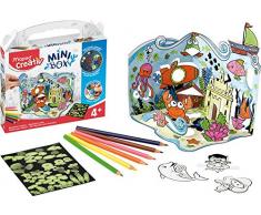 Maped CREATIV - Bastel-Set, Kreativ-Set Aufsteller AQUARIUM MINI-BOX - inkl. 25x Leucht-Sticker, 6x Buntstifte