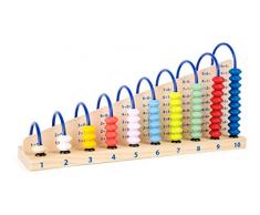small foot 10843 Rechenschleife Educate aus Holz mit Holzperlen und Rechenaufgaben für Kinder Spielzeug