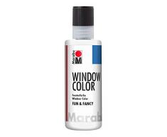 Marabu 04060004070 - Window Color fun & fancy, Transparentfarbe auf Wasserbasis, ablösbar auf glatten Flächen wie Glas, Spiegel, Fliesen und Folie, 80 ml, weiß