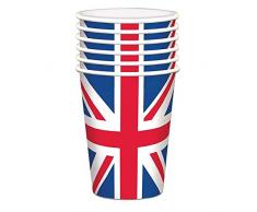 SHATCHI Cups Papierbecher, Motiv: britische Flagge, Tischdekoration, Partyzubehör, Sportveranstaltungen, Kneipen, Grillen, Königsmotive, 10 Stück, union jack