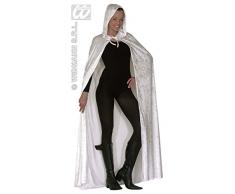 Widmann 3487W, Weisser Umhang aus Samt mit Kapuze ca. 150 cm für Erwachsene zu Halloween, Karneval oder Fasching