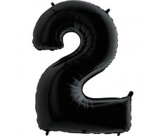 Trendario Folienballon Zahl 2 (Schwarz) - XXL Riesenzahl 100cm Ballon - Helium Luftballons für Geburtstag, Partydeko, Hochzeit (Zahl 0, Silber)