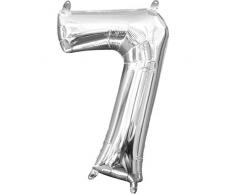 amscan 3308811 Folienballon Minishape Zahl 7, Silber