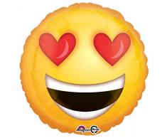 amscan 3362801 Folienballon verliebtes Emoticon, Gelb, Rot