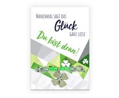 Pracht Creatives Hobby 6014-08195 - Armband mit Kleeblatt Anhänger und Karte mit passendem Spruch, als Aufmerksamkeit, Dankeschön oder Geschenk für den Partner, für Freunde oder Verwandte