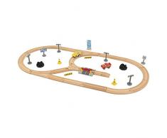 KidKraft 17213 Disney Pixar Cars 3 Build Your Own Track Autorennbahn-Set aus Holz für Kinder mit 57 Bausteinen, Spielzeugautos und Zubehör