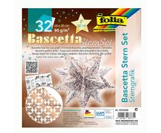 folia 407/2020 - Bastelset Bascetta Stern Sterngrafik weiß/kupfer, 32 Blatt, 20 x 20 cm, fertige Größe des Papiersterns ca. 30 cm, mit ausführlicher Anleitung - ideal zur zeitlosen Dekoration