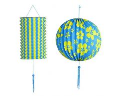 Widmann 02523 Lampion 2er Set, Unisex – Erwachsene, Blau/Gelb/Grün