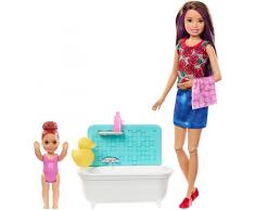 Barbie FXH05 - Skipper Babysitters Inc. Puppen und Babysitting Bad Spielset, mit braunen Haaren, Puppen Spielzeug und Puppenzubehör ab 3 Jahren