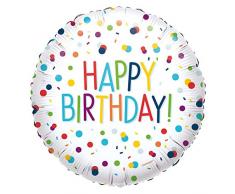 amscan 4134001 Folienballon Konfetti Happy Birthday