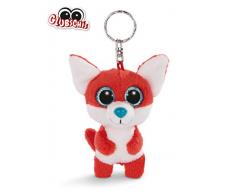 NICI 45545 Glubschis Schlüsselanhänger Fuchs Jayson 9cm, große Glitzeraugen, Plüschtier mit Schlüsselring, rot/weiß