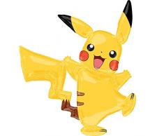 Amscan 3408401 Foil Airwalker Balloon Folienballon Pickachu, mehrfarbig