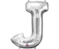 amscan 3296501 Folienballon Buchstabe J, Silber
