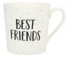 Depesche 5909.005 Tasse mit Henkel, aus Porzellan, 300 ml, mit Aufschrift, Best Friends, Mehrfarbig