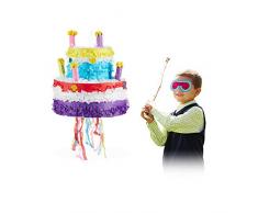 Relaxdays 10025184 Pinata Geburtstag Torte, zum Aufhängen, für Kinder, Mädchen, zum selbst Befüllen, aus Papier, Piñata, bunt
