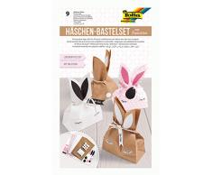 folia 41291 - Bastelset Häschen aus Papiertüten, zur Gestaltung von 9 Häschen, mit Anleitung, ideal als Geschenktüten für kleine Naschereien
