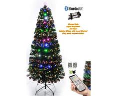 Shatchi 6053 Smartphone-App mit Bluetoothbetrieben, 60 cm, beleuchteter LED-Faserbaum, 8 Modi, Timer, Helligkeitsregler, Weihnachtsbaum, 0,6 m, Grün