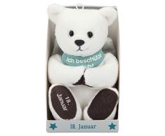 Depesche 8139.018 - Schutzengel Bär aus Plüsch, ca. 9 cm, mit Datum 18. Januar, Geschenk für Geburtstag, Jahrestag oder Hochzeitstag