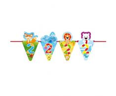 Folat 65162 Wimpelkette 2. Geburtstagsspaß Tiere 6m Zahl 2, Merhfahrbig