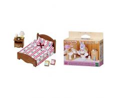 Sylvanian Families 5019 Doppelbett, Puppenbett, Mehrfarbig & Families 5020 Toiletten Set und Accessories, 10,3 x 3,4 x 8 cm