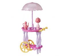Hasbro Disney Prinzessin Servierwagen für Puppen, mit Teetassen, Teekanne, Blumenvase und Sonnenschirm, Spielzeug für Mädchen ab 3 Jahren