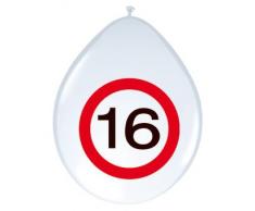 Folat 8 STK. Luftballons Zahl 16 Geburtstag weiß