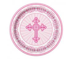 Unique Party 43785 23 cm strahlend Kreuz pink Religiöse Party Teller, 8 Stück