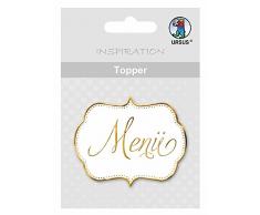 Ursus 56700010 - Topper Menü, 6,5 x 7,6 cm, 8 Stück, weiß/gold