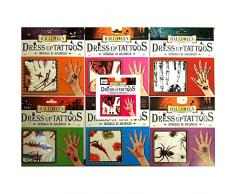 Gifts 4 All Occasions Limited SHATCHI-675 6 Halloween Body Tattoos verschiedene Mix Gruselige Dress Up Party Zubehör mehrfarbig