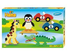 Hama 3036 - Geschenkpackung Tiere und Autos, ca. 6000 Perlen, 2 Stiftplatten und Zubehör
