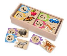 Melissa & Doug Selbstkorrigierendes Holzpuzzle - englisches Alphabet (52 Teile)