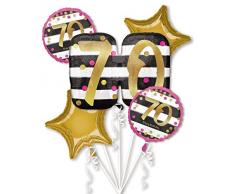 Amscan 3736701 Folienballon Bouquet Birthday 70 Jahre - Pink & Gold