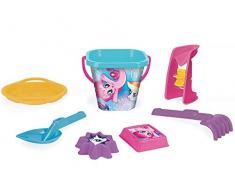 Wader 76242 Eimergarnitur My Little Pony mit Eimer, Sieb, Sandmühle, Schaufel, Rechen und 2 Sandformen, 7 teilig, bunt