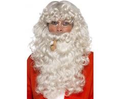 Smiffys 45181 - Herren Weihnachtsmann Set, Perücke, Bart, Brille und Pfeife, One Size, grau