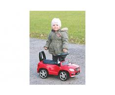 Jamara 460239 - Rutscher Mercedes GL63AMG rot – Kippschutz, Kunstledersitz mit roten Ziernähten, Kofferraum unter der Sitzfläche, Rückenlehne, Scheinwerfer vorne / hinten, Motorsound, Hupe, Musik