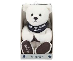 Depesche 8139.033 - Schutzengel Bär aus Plüsch, ca. 9 cm, mit Datum 02. Februar, Geschenk für Geburtstag, Jahrestag oder Hochzeitstag