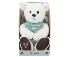 Depesche 8139.109 - Schutzengel Bär aus Plüsch, ca. 9 cm, mit Datum 18. April, Geschenk für Geburtstag, Jahrestag oder Hochzeitstag