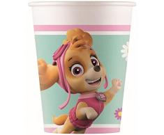 Procos 90653 Partybecher Paw Patrol-Skye & Everest aus Pappe, 8 Stück, rosa, grün