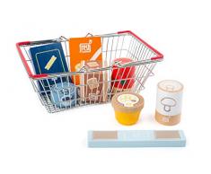 Small foot 11443 Lebensmittel-Set im Einkaufskorb fresh aus Holz, für Kinderküchen und Kaufmannsläden, ab 3 Jahren