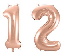 Folat 800020 - Folienballon - Zahl 12 - rosegold - ca. 86 cm hoch