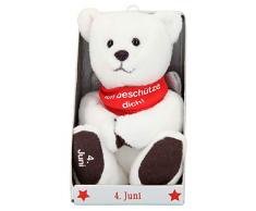 Depesche 8139.156 - Schutzengel Bär aus Plüsch, ca. 9 cm, mit Datum 04. Juni, Geschenk für Geburtstag, Jahrestag oder Hochzeitstag