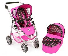 Bayer Chic 2000 638 48 Kombi-Puppenwagen Emotion 2 in 1, Pinky Balls, schwarz pink