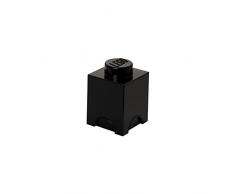 LEGO Aufbewahrungsstein, 1 Noppe, stapelbare Aufbewahrungsbox, 1,2 l, schwarz