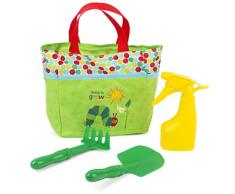 Small Foot 11172 Raupe Nimmersatt Gartentasche mit Schaufel, Harke und Sprühflasche Spielzeug, Mehrfarbig