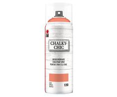 Marabu 02630018120 - Chalky Chic Spray, lachs 400 ml, deckende, matte Kreidesprühfarbe auf Wasserbasis, für samtweiche Oberfläche auf Holz, Metall und Kunststoff, Used Look durch Anschleifen