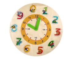 Hess Holzspielzeug 14815 - Lernuhr mit Puzzle, Zahlen, 29 x 29 cm
