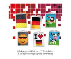 Pracht Creatives Hobby P90077-63501 Pixel Spaß Bastelset 39, für 6 Medaillons, Schlüsselanhänger, für Kinder, Jungen und Mädchen, ideal als kleines Geschenk, Mitgebsel, für den Kindergeburtstag, bunt