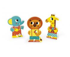 Janod J08030 Funny Magnets 3 magnetische figuren aus Holz, Zootiere