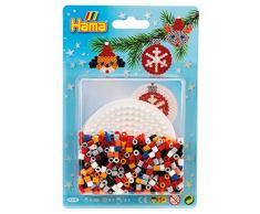 Hama 4118 Kleine Blister-Packung Weihnachten, Bügelperlen Midi, ca. 450 Stück inklusive runder Stiftplatte und Zubehör